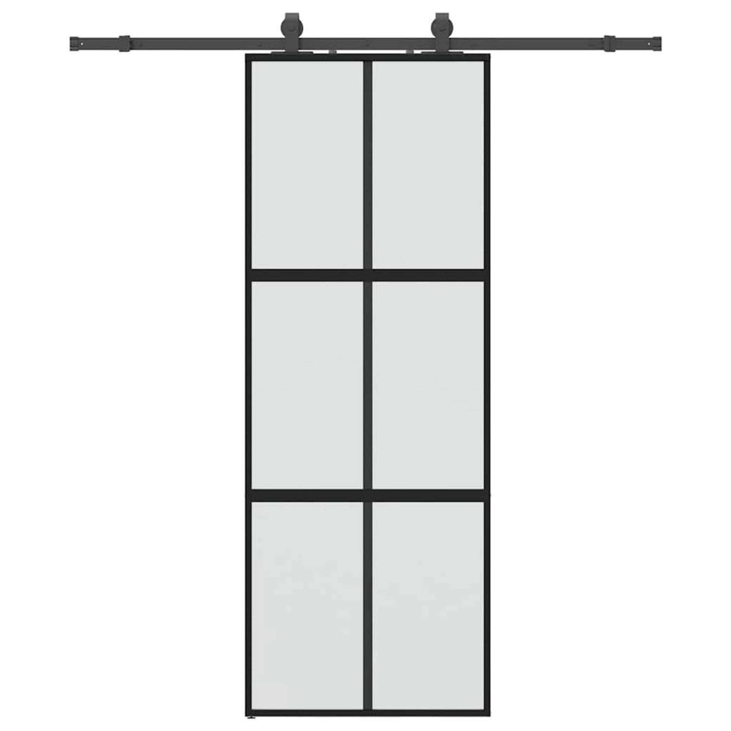 vidaXL Schiebetür mit Beschlag Schwarz 76x205 cm Hartglas 3375820 günstig online kaufen