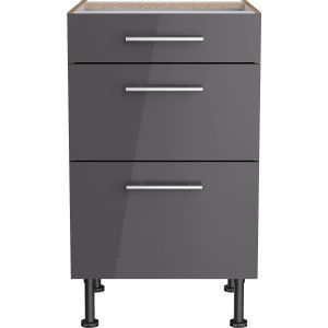 Optifit Unterschrank Jonte984, 50 cm, Anthrazit/Wildeiche, mit 3 Auszügen und Edelstahlgriffen.