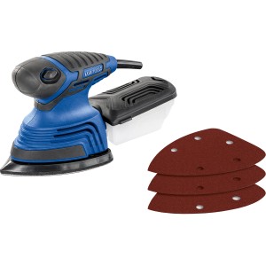 LUX Multischleifer E-MUS-21 mit Staubfangbox und Schleifblättern.