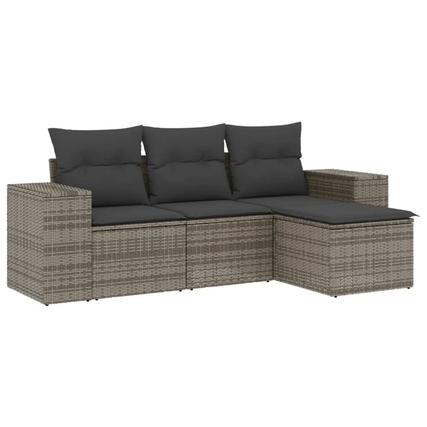 vidaXL 4-Tlg Garten-Sofagarnitur mit Kissen Grau Poly Rattan 3222469 günstig online kaufen
