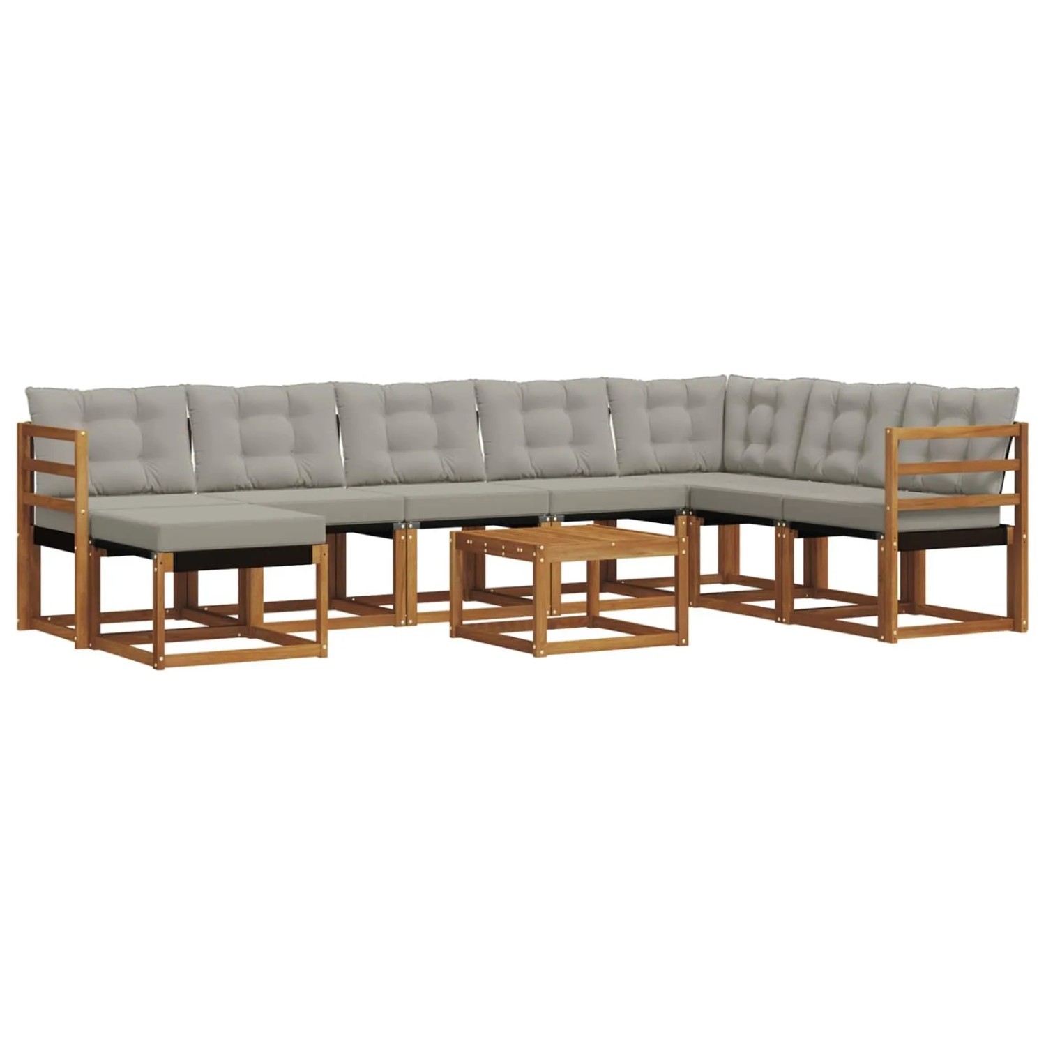 vidaXL Outdoor-Sofagarnitur mit Kissen 9-Tlg Natur und Hellgrau 3368966