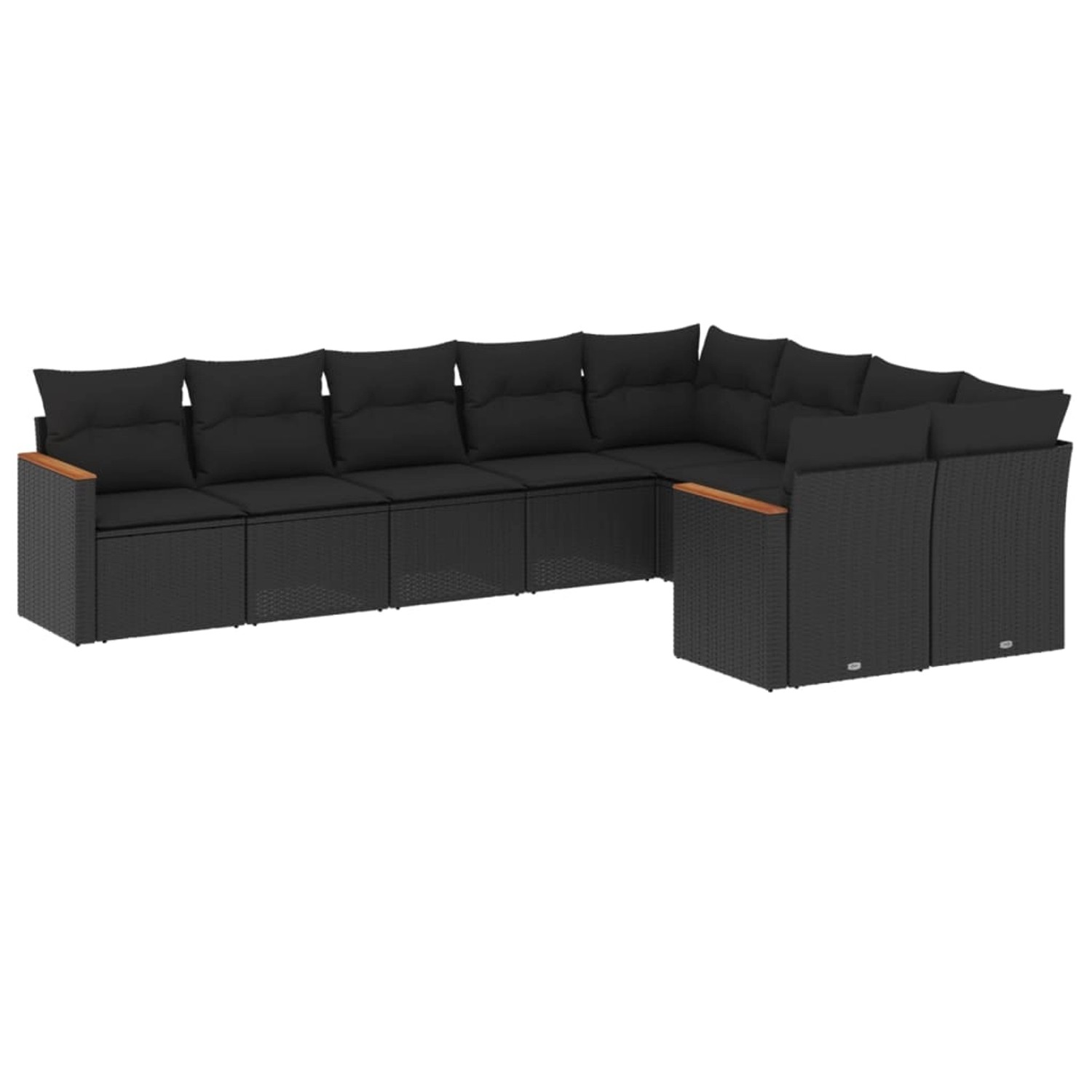 vidaXL 9-Tlg Garten-Sofagarnitur mit Kissen Schwarz Poly Rattan 3226300 günstig online kaufen