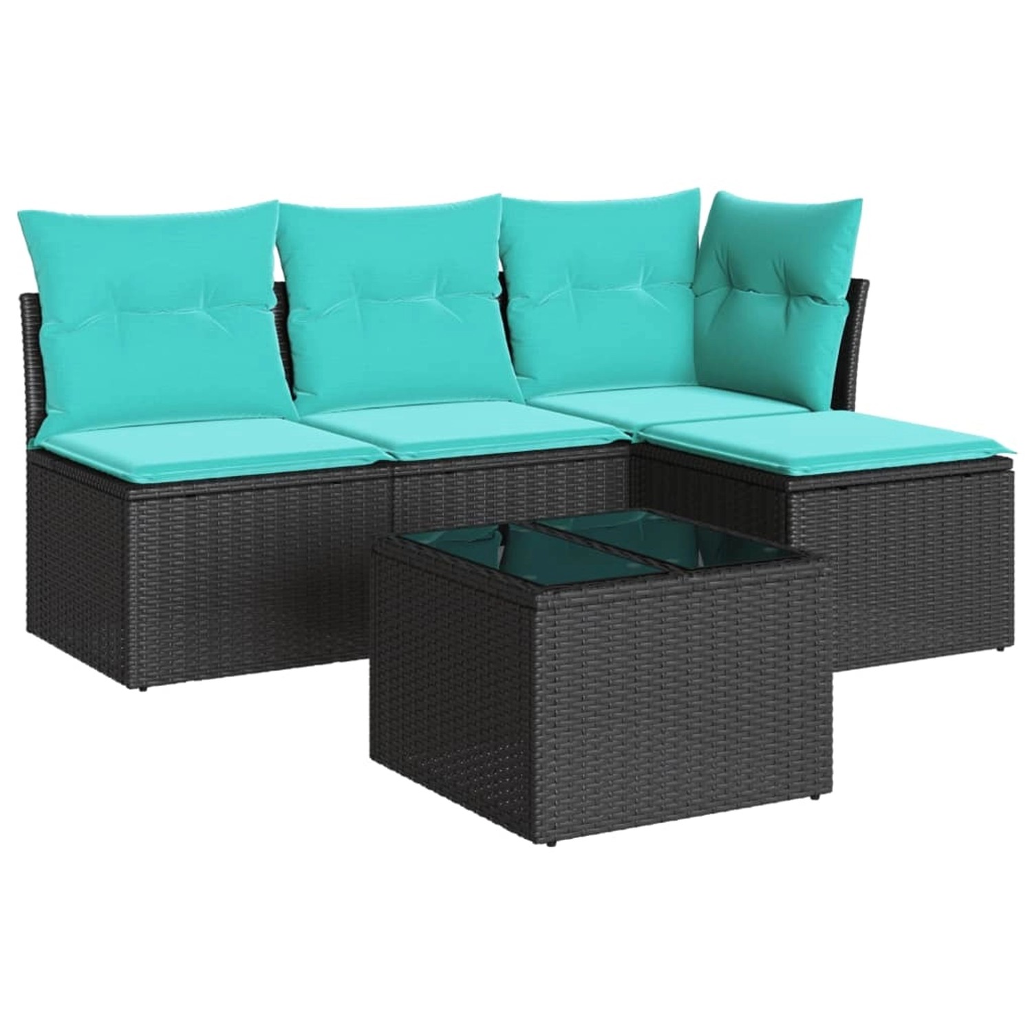 vidaXL 5-Tlg Garten-Sofagarnitur mit Kissen Schwarz Poly Rattan 3217507 günstig online kaufen