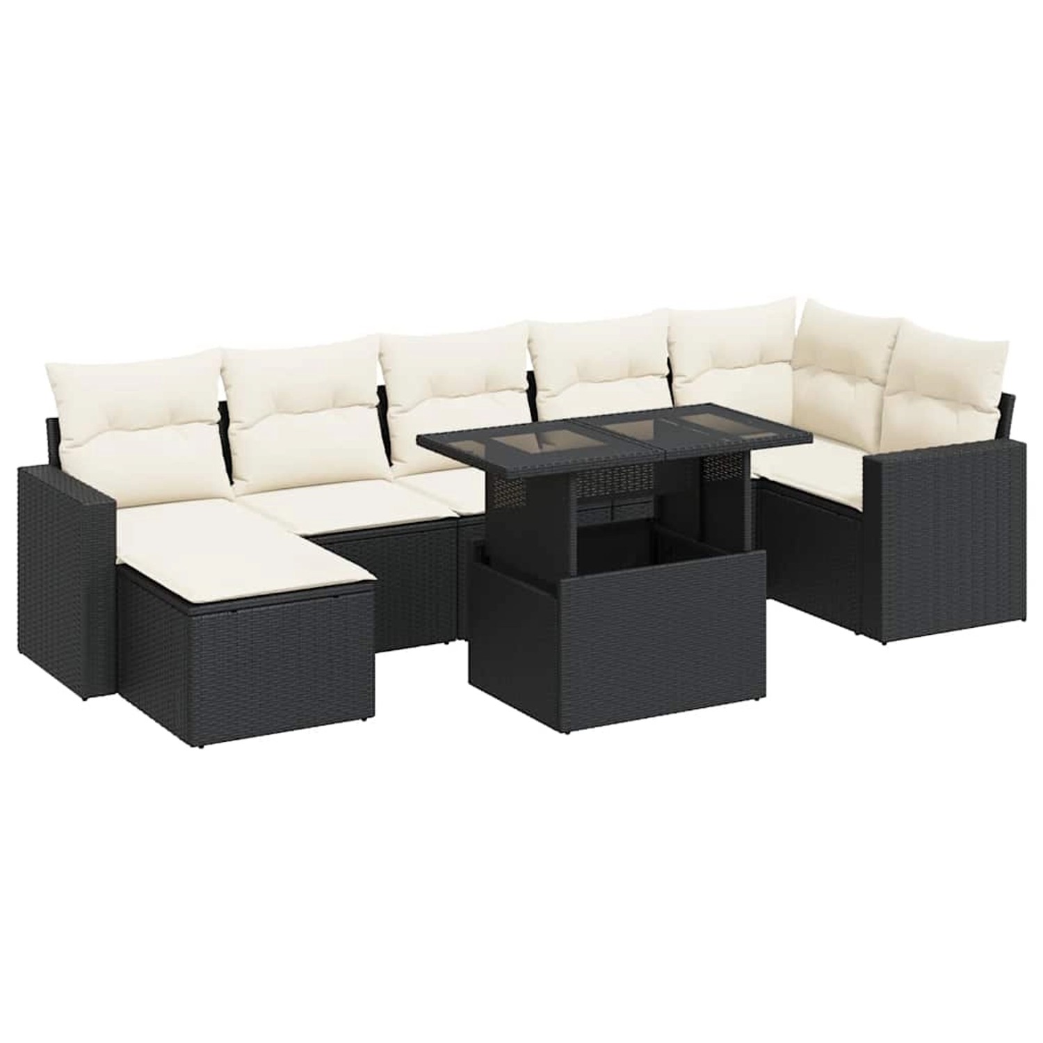vidaXL 8-Tlg Garten-Sofagarnitur mit Kissen Schwarz Poly Rattan 3326357 günstig online kaufen