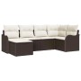 Braunes 6-tlg. vidaXL Garten-Sofa-Set aus Poly Rattan mit Kissen.
