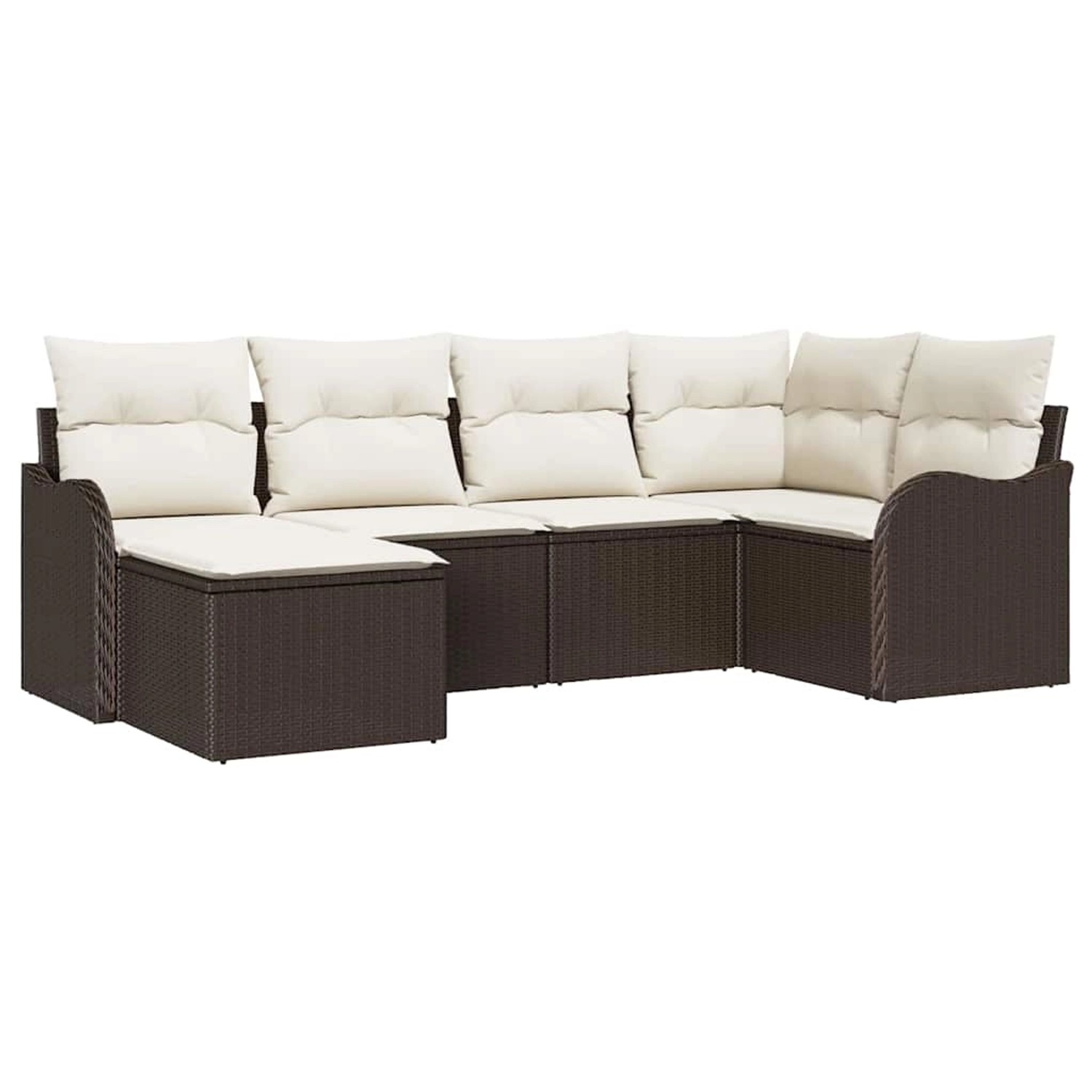 vidaXL Garten-Sofa-Set mit Kissen 6-Tlg Braun Poly Rattan 3345768 günstig online kaufen