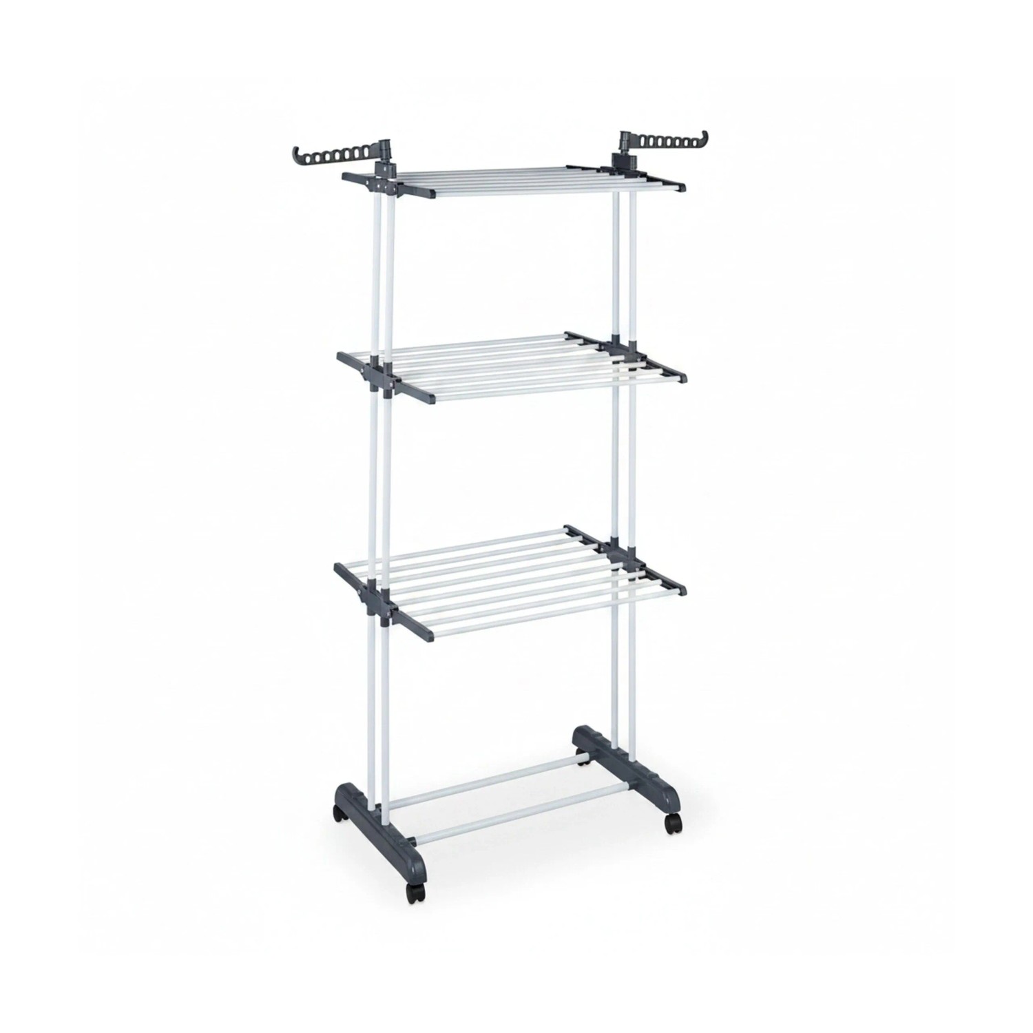 Relaxdays Wäscheturm Eisen Kunststoff Weiß Grau Rollbar 173 cm x 126 cm x 64 cm 3,3 kg