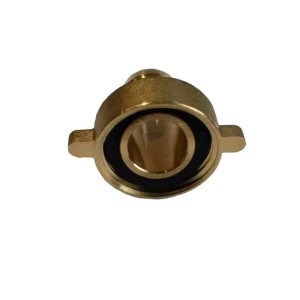 Klasebo Schlauchverschraubung aus Messing, 1 1/4 Zoll Innengewinde, 2-teilig, mit schwarzem Dichtring. Robuster Schlauchverbinder.