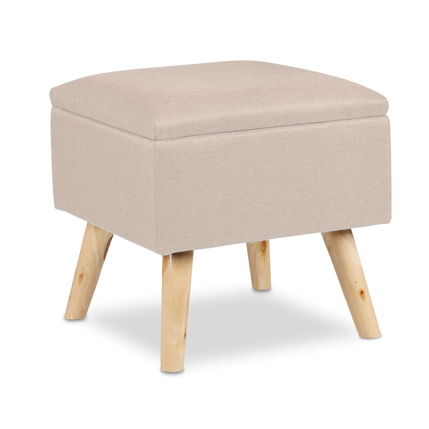 Relaxdays Hocker mit Stauraum Kunstleinen MDF Holz Beige Gepolstert 40 cm x 40 cm x 40 cm 6,5 kg