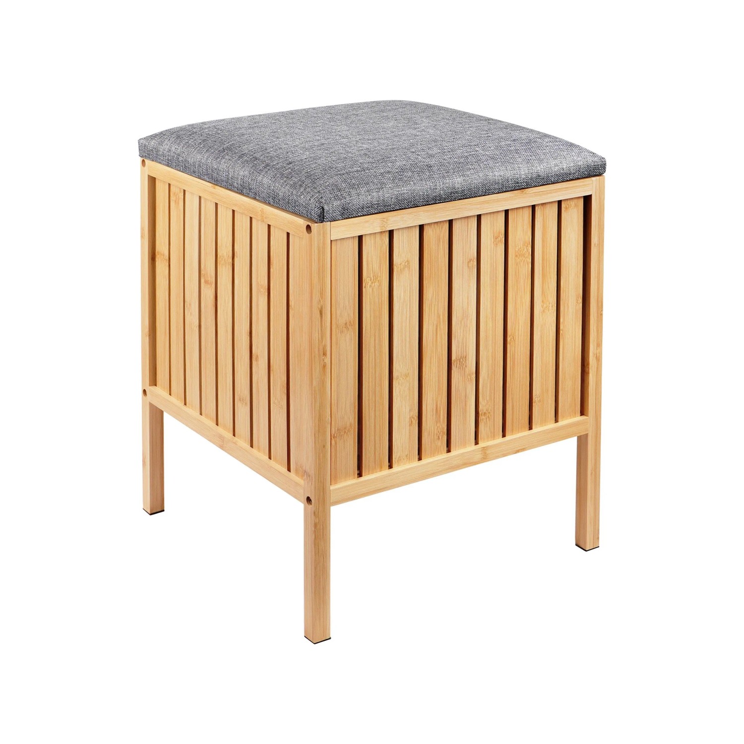 Relaxdays Wäschekorb Bambus Grau Gepolstert 52 cm x 39 cm x 39 cm 3,9 kg