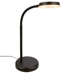 Schwarze Brilo LED-Tischleuchte mit Touchdimmer, schwenkbar, Ø 13x40 cm. Ideal als Schreibtischlampe.