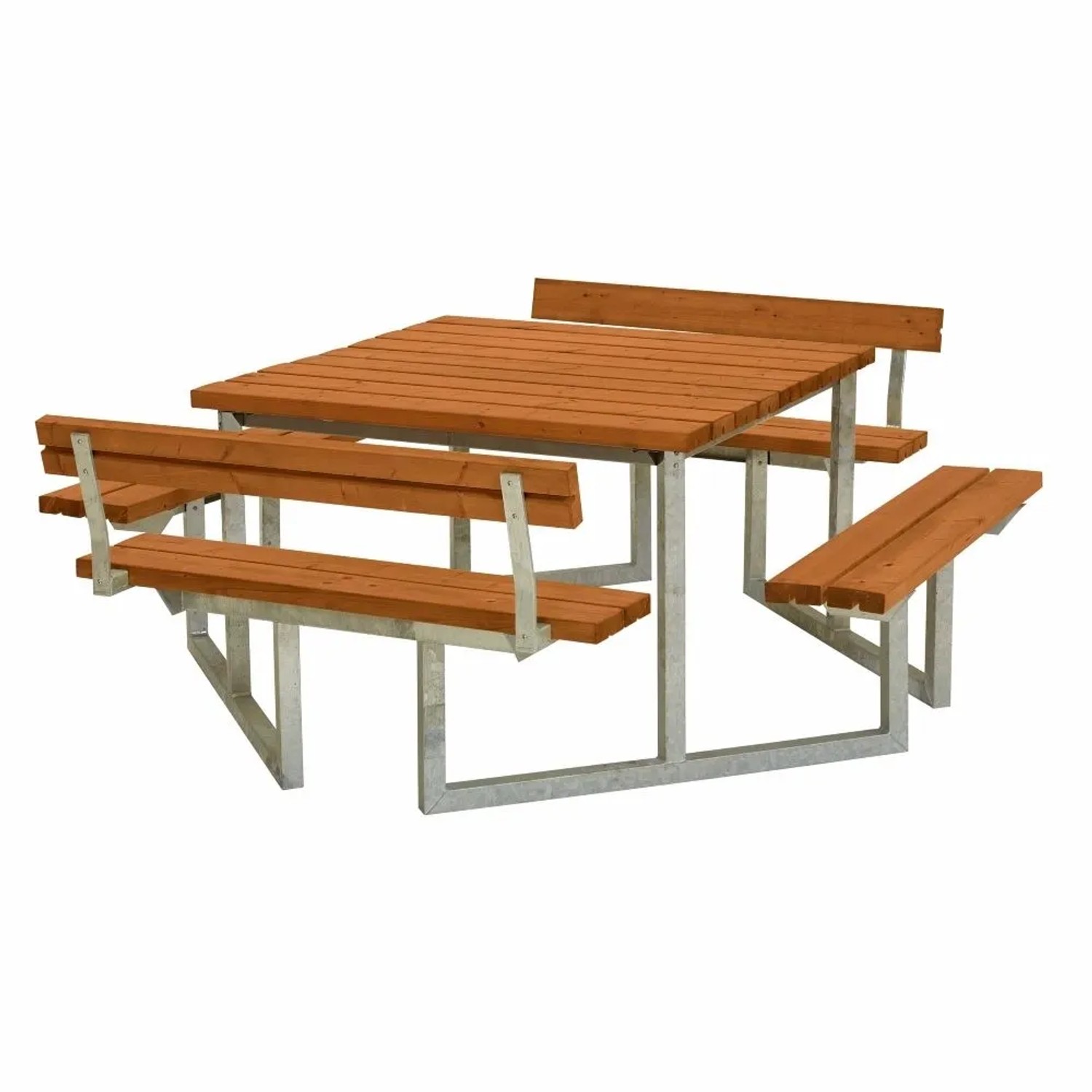 PLUS Gartenmöbel Sitzgruppe 204 cm Klappbar Farbgrundiert Teak mit 2 Rückenlehnen Holz