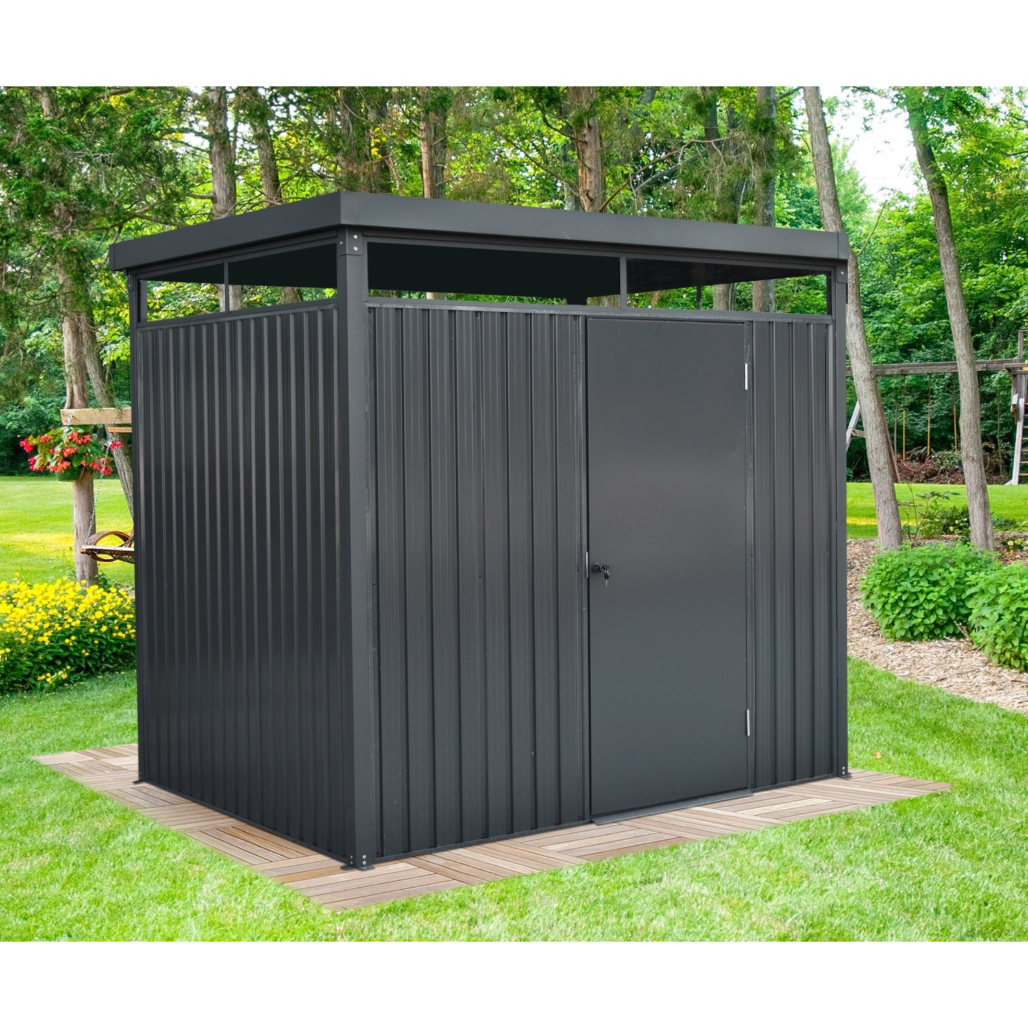 Floraworld MetallGerätehaus Stahl Anthrazit 233 cm x 190 cm kaufen bei OBI