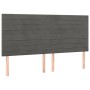 Boxspringbett Kopfteil dunkelgrau, Samt, mit horizontalen Ziernähten. Bett Zubehör.