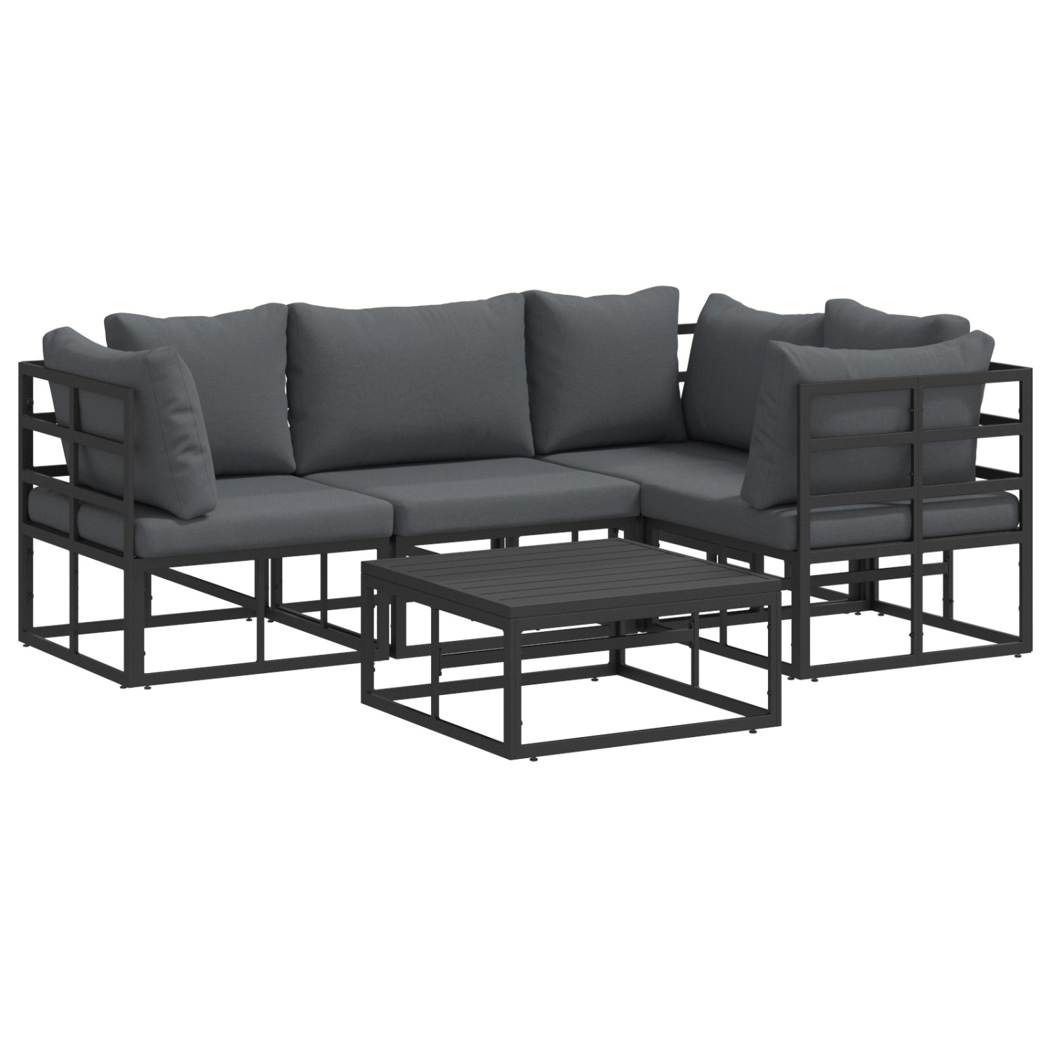vidaXL Garten-Sofa-Set mit Kissen 5-Tlg Schwarz Aluminium 3378865 günstig online kaufen