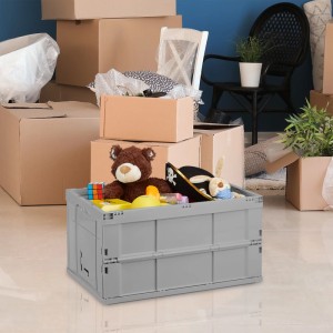 Relaxdays Klappbox Polypropylen Grau Stabil Faltbar 31,5 cm x 58,5 cm x 40 cm