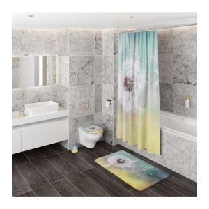 Badezimmer mit Sanilo Seifenspender Pusteblume und passendem Zubehör.