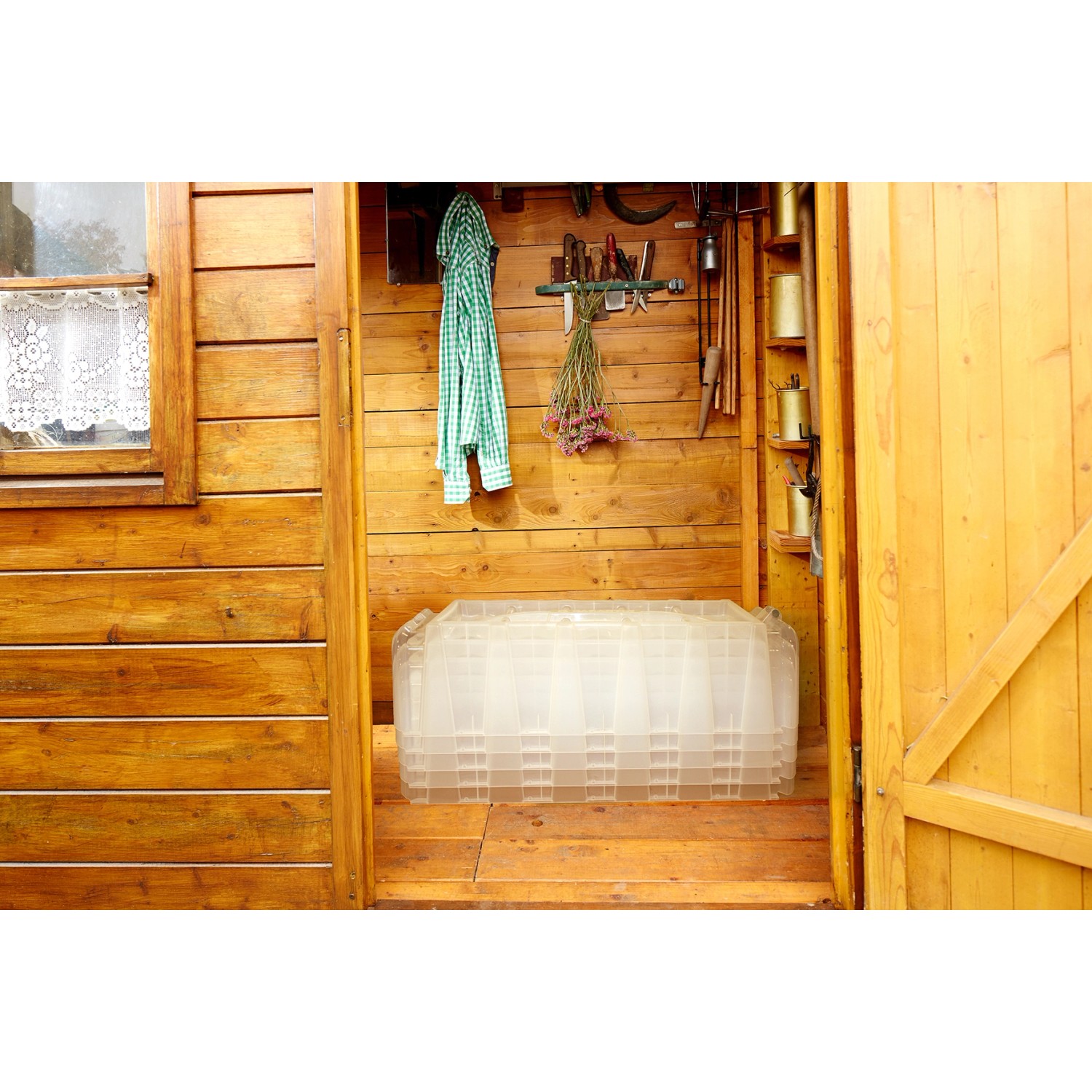 Garantia Pflanztunnel 5er-Set Sunny im Holzschuppen, Komplettset mit Bewässerungsmulden.