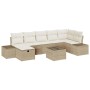Beiges 8-teiliges vidaXL Garten-Sofa-Set aus Poly Rattan mit Kissen.
