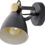 Eglo Coswarth Spot, anthrazitfarbene Wandlampe mit Holzapplikation und E27 Fassung.