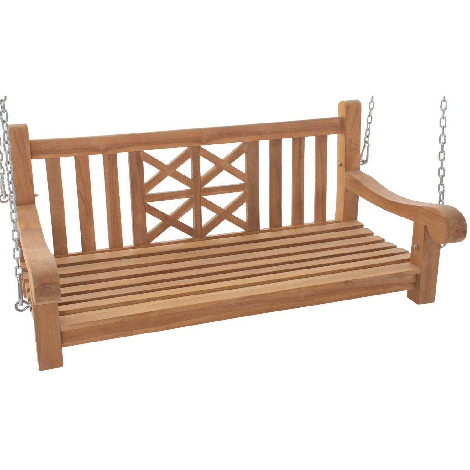 DELUKE Schaukelbank TABEL Holz Teak 120x70x61cm Hängebank Gartenschaukel Zum Aufhängen Veranda-Schaukel