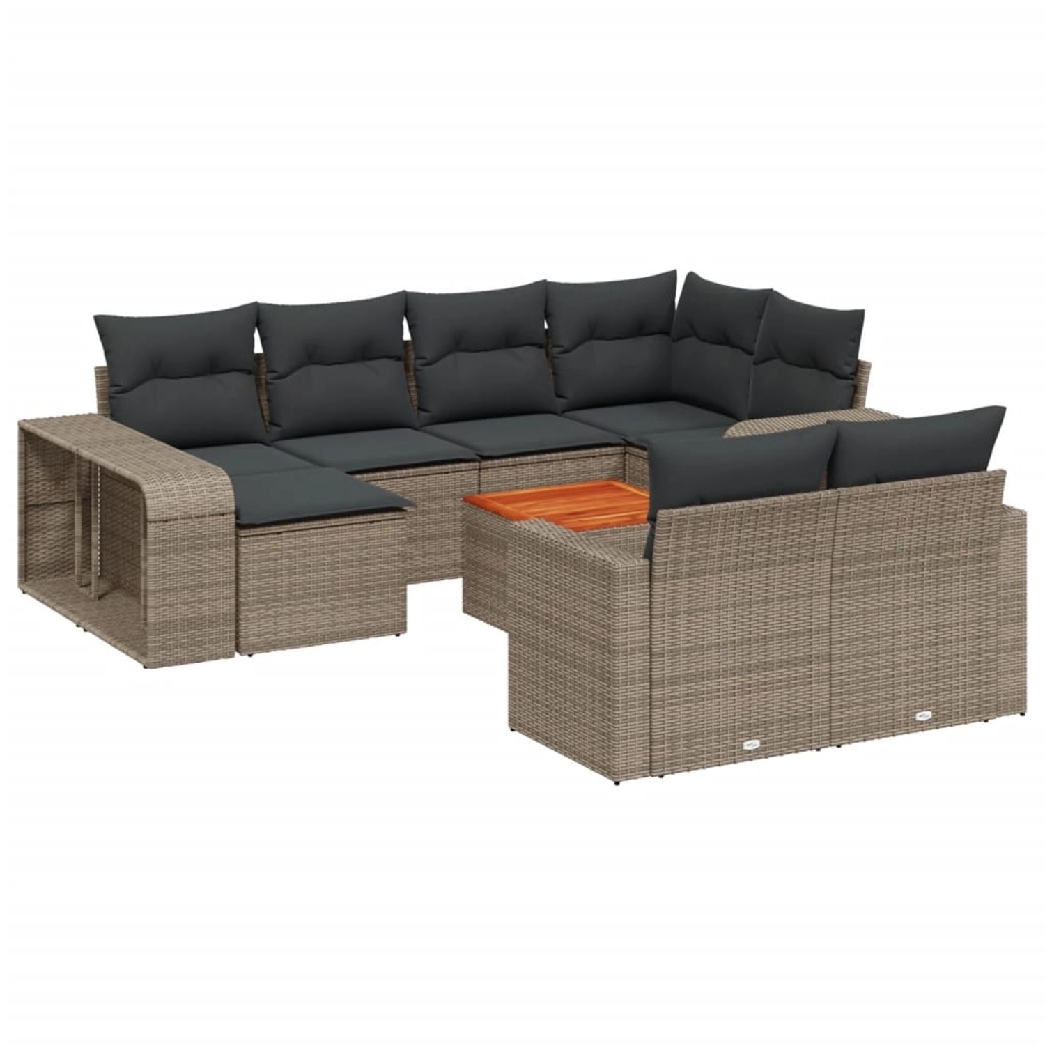 vidaXL 11-Tlg Garten-Sofagarnitur mit Kissen Grau Poly Rattan 3228920