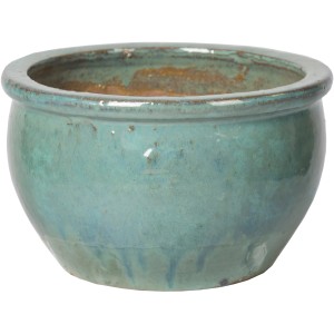 M Collections Pflanztopf Glazed Bavaria, 36 cm, Celadon. Keramik Blumentopf für den Außenbereich.