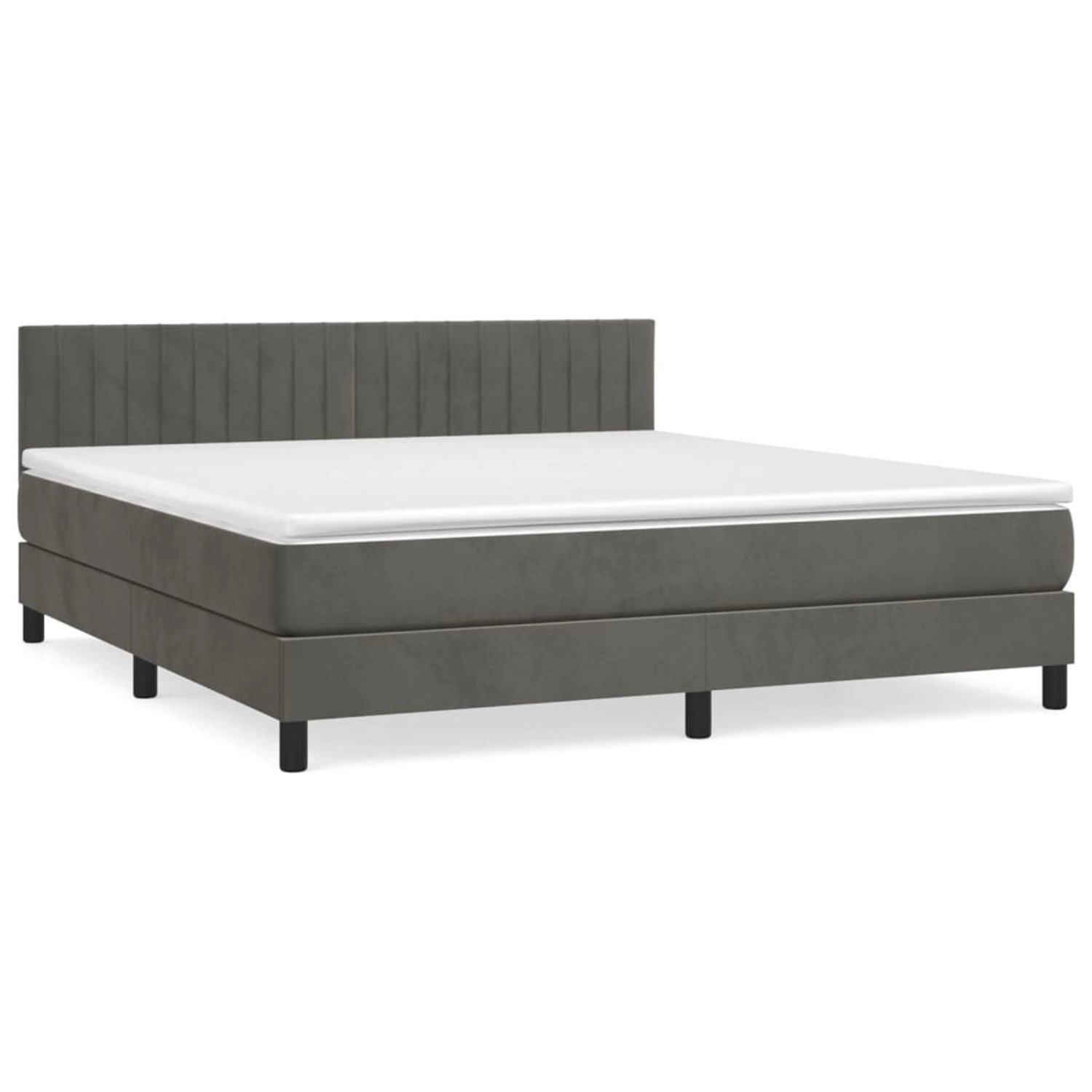 vidaXL Boxspringbett mit Matratze Dunkelgrau 180x200 cm Samt1366793 günstig online kaufen