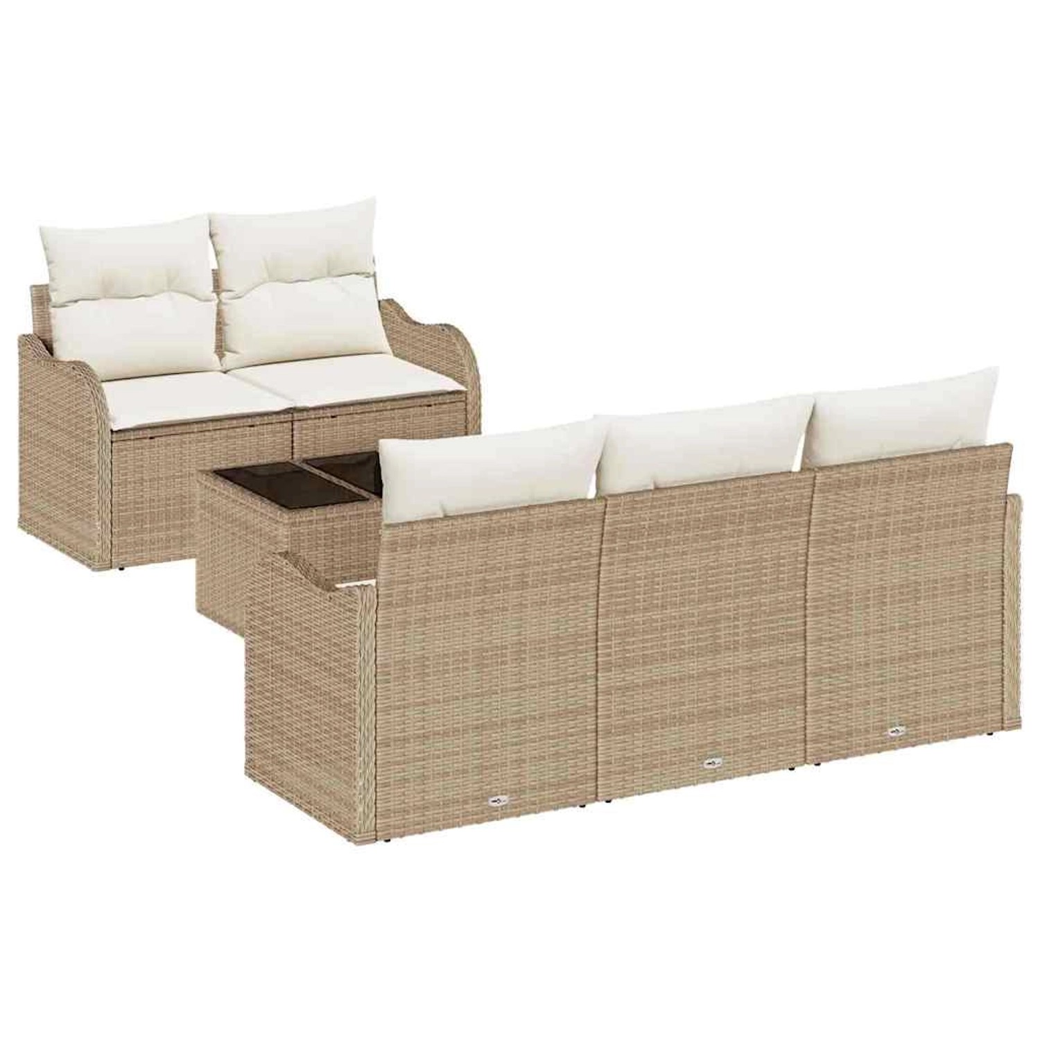 vidaXL Garten-Sofa-Set 6-Tlg Beige Poly Rattan 3345581 günstig online kaufen