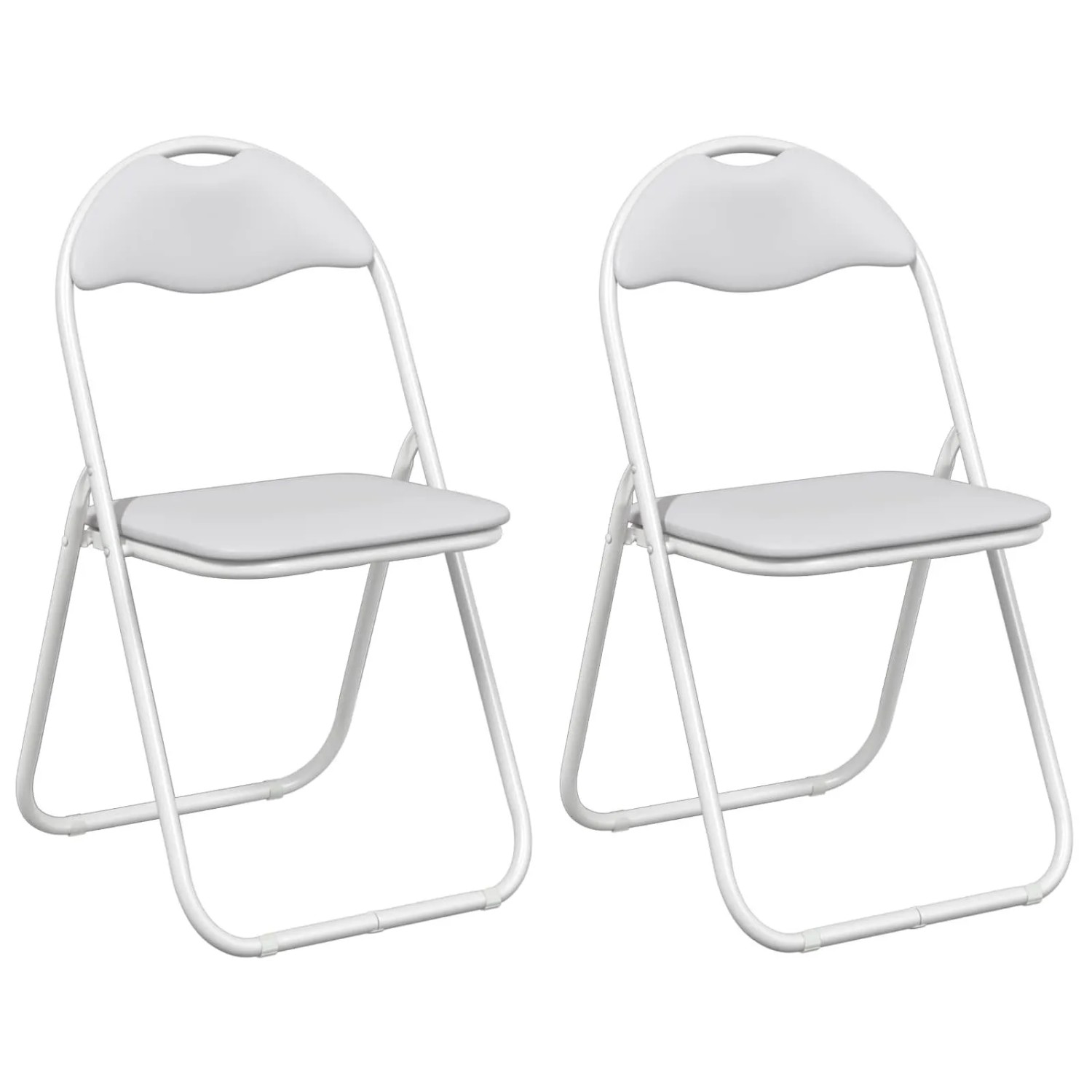 vidaXL Klappstuhl 2 Stk Weiß und Grau 48 x 43,5 x 81 cm Kunstleder 42029045