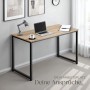 Tectake Schreibtisch Flint im Industrial Style mit Holzplatte in Eiche Sonoma und schwarzem Stahlgestell.