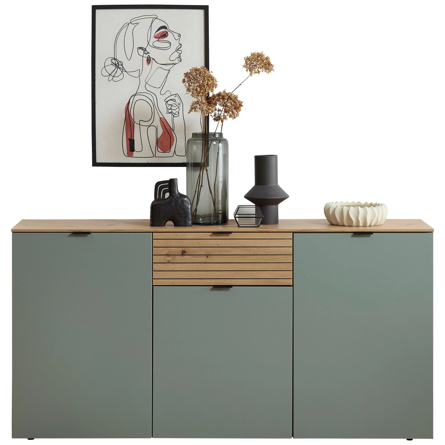 Premium Living Sideboard Memphis Grün/Eiche Artisan