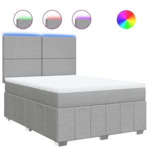 vidaXL Boxspringbett mit Matratze Hellgrau 160x200 cm Stoff 3294012