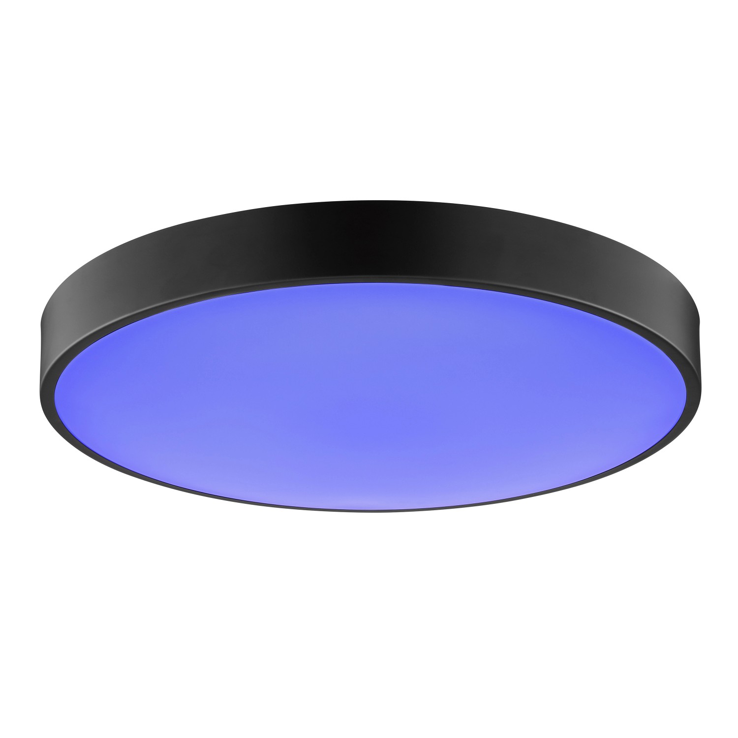 LED-Deckenleuchte Vadin mit RGB-Funktion, schwarz-weiße Lampe mit blauem Licht, Ø 49 cm