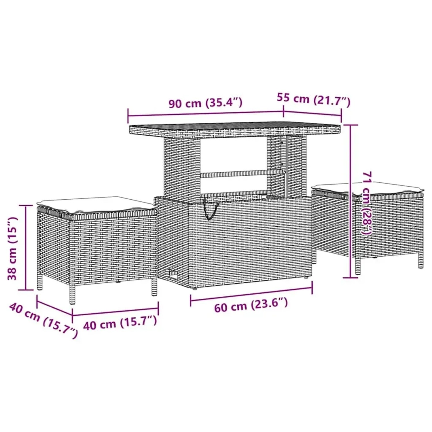 Beiges 10-teiliges vidaXL Garten-Sofa-Set aus Poly Rattan mit Tisch und Kissen.
