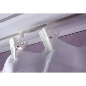 Gardinia Rollringe mit Klammer, 20er Pack, Weiß, zur Befestigung von Gardinen an Gardinenschienen.