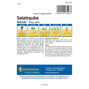 Kiepenkerl Salatrauke Speedy Saatscheibe: Saatgut für würzigen, schnell wachsenden Salat.
