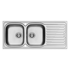 Pyramis Einbauspüle Amaltia, 116 cm, Edelstahl, mit 2 Becken und Abtropffläche.