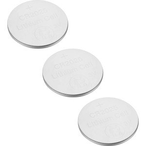 Drei CR2025 Lithium Knopfzellen für Uhren, Taschenrechner und mehr.