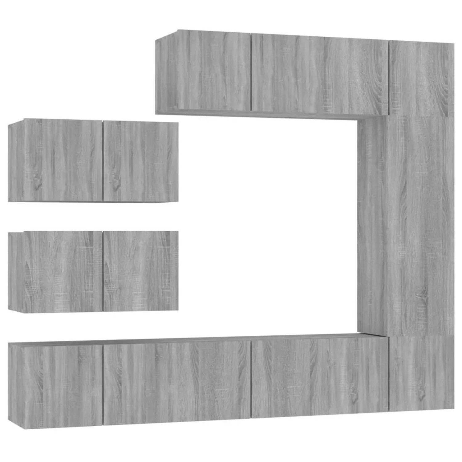 vidaXL 8 Tlg TV-Schrank-Set Grau Sonoma Holzwerkstoff 3120294