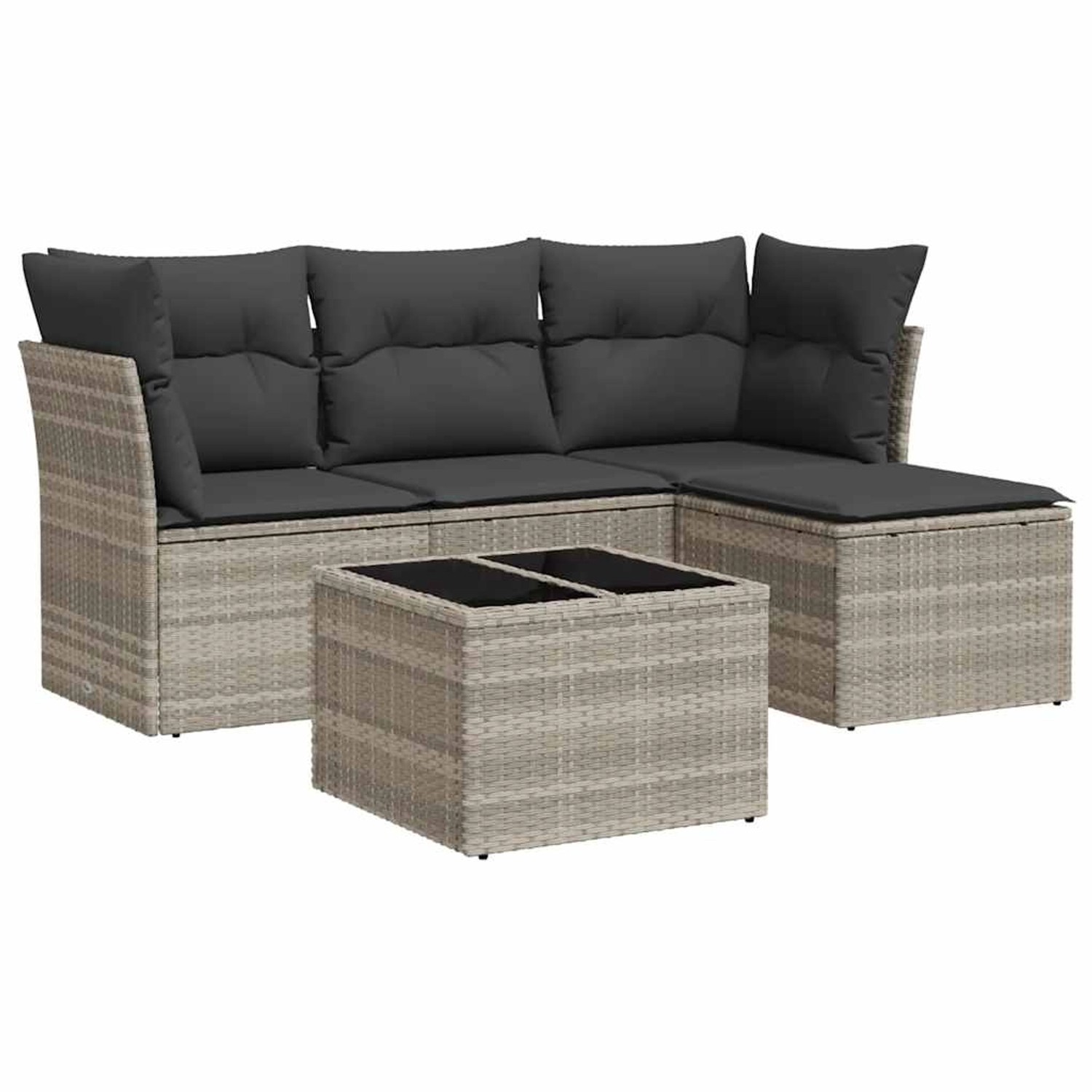 vidaXL 5-Tlg Garten-Sofagarnitur mit Kissen Hellgrau Poly Rattan 3217552 günstig online kaufen