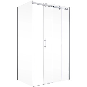 Schulte Eckdusche mit Gleittür und Seitenwand Alexa Style 2.0, 120x90x200 cm, Echtglas klar, Chromoptik.