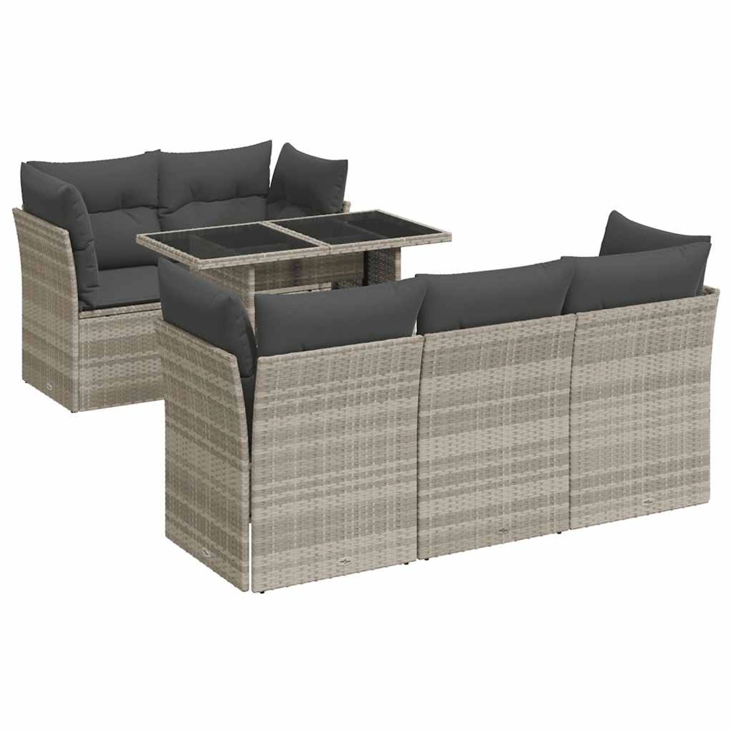 vidaXL 6-Tlg Garten-Sofagarnitur mit Kissen Hellgrau Poly Rattan 3326103 günstig online kaufen