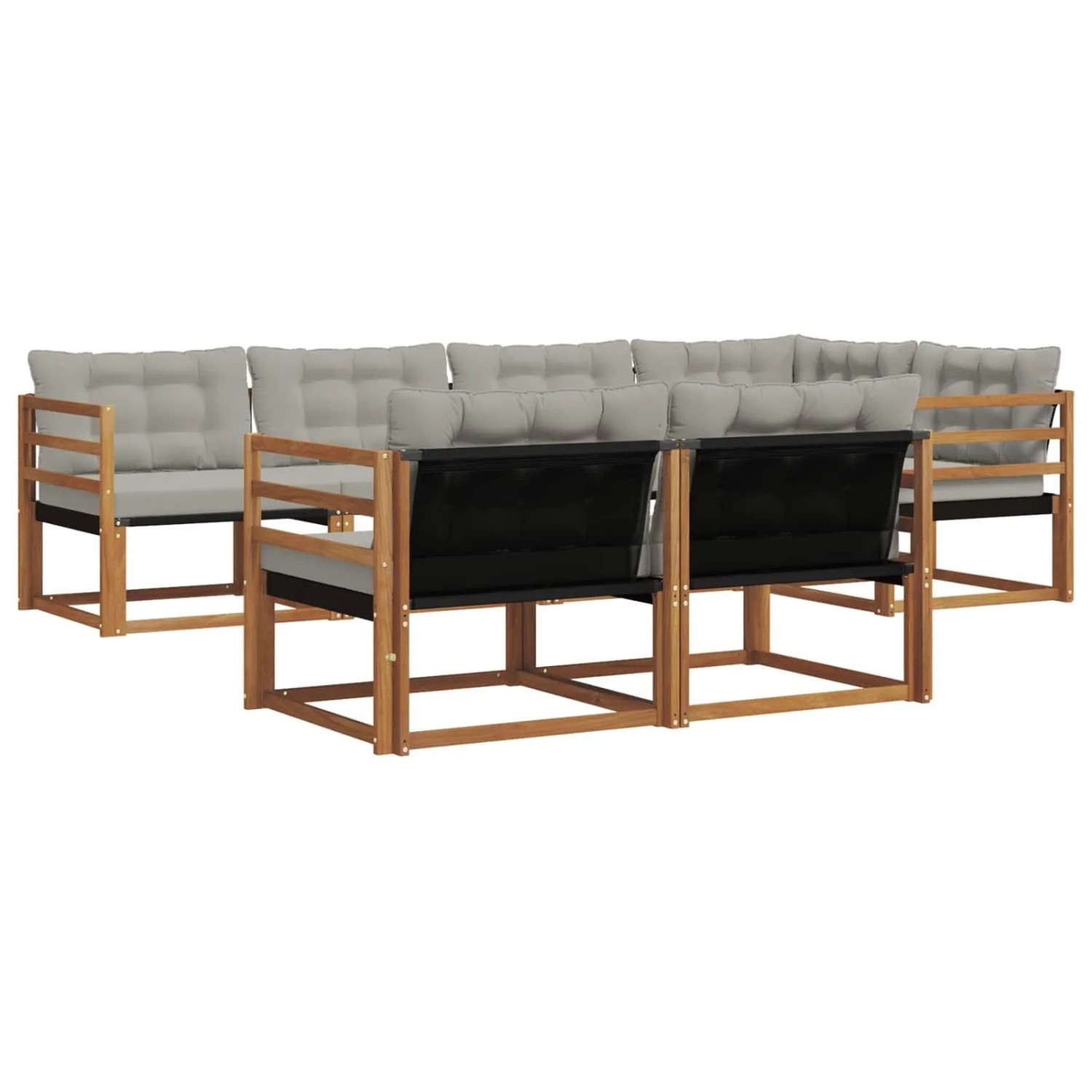 vidaXL Outdoor-Sofagarnitur mit Kissen 7-Tlg Natur und Hellgrau 3369542