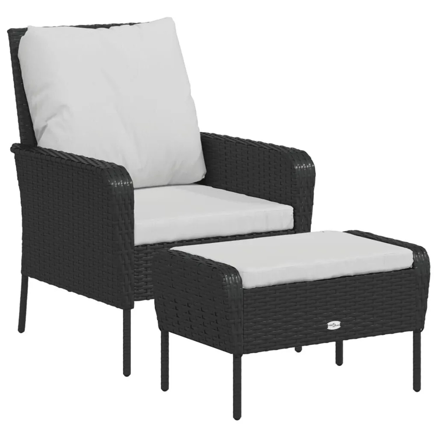 Furnicato Gartenstuhl Mit Fußhocker Schwarz Pe Rattan 69x78x88cm