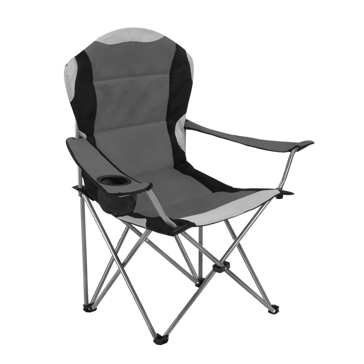 DELUKE Campingstuhl DORIAN 4er Set Mit Getränkehalter Kunststoff Grau-Schwarz 106x60x92cm Faltsessel Klappstuhl Festivalstuhl