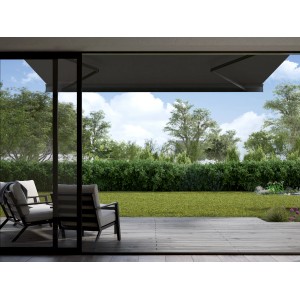 Anthrazit Halbkassettenmarkise Maraca 4x2,5m mit Solarbetrieb für Terrasse und Balkon.