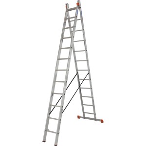 Krause Mehrzweckleiter Dubilo, 2x12 Sprossen, als Stehleiter aufgebaut.