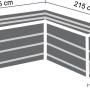 Perel Schutzhülle für L-förmige Gartenmöbel, Lounge-Set, 215x215 cm, wasserdicht und UV-beständig.