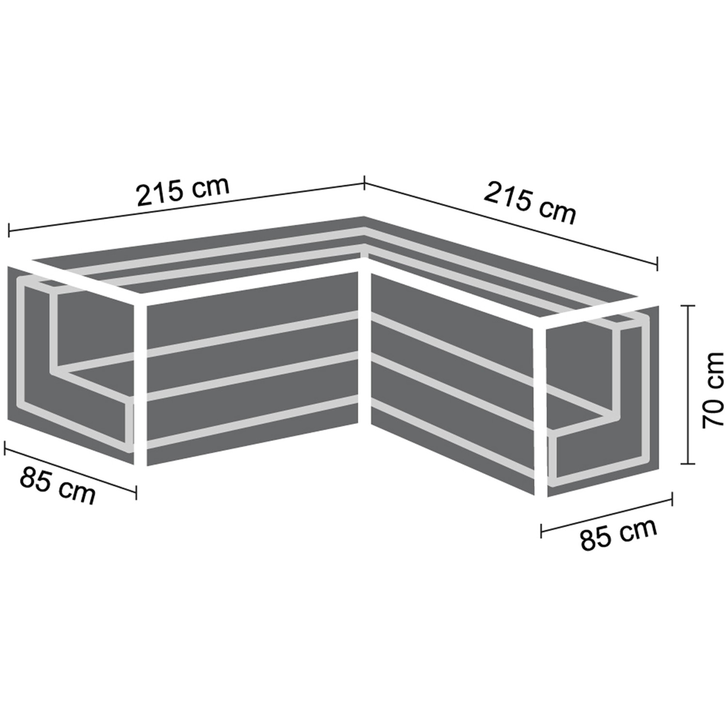 Perel Schutzhülle für L-förmiges Gartenmöbel Lounge-Set 215 x 215 cm günstig online kaufen